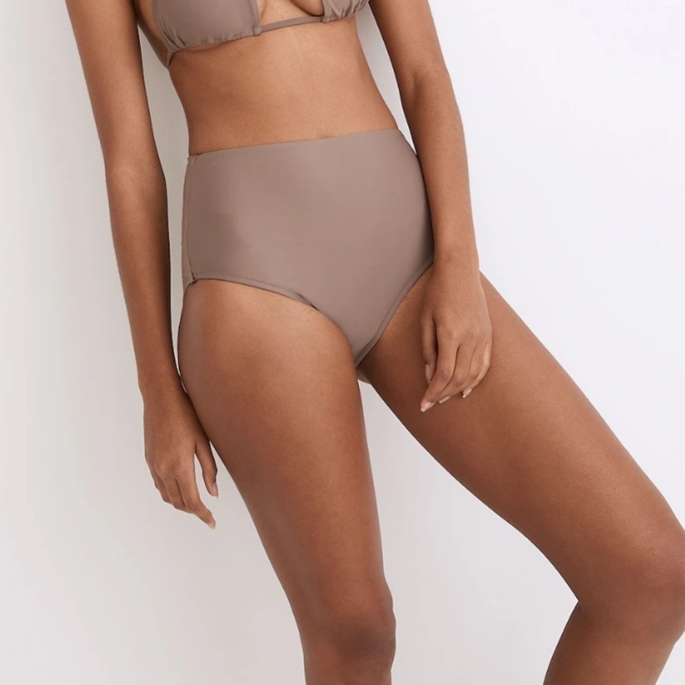 Madewell Taupe High-Waist Bikini Bottoms